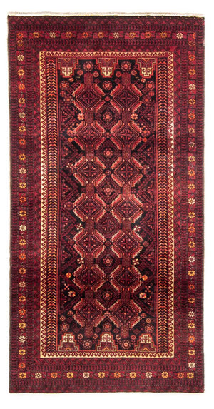 Løber Baluch-tæppe - 216 x 102 cm - mørkerød