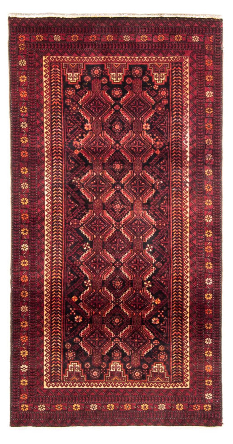 Løber Baluch-tæppe - 216 x 102 cm - mørkerød