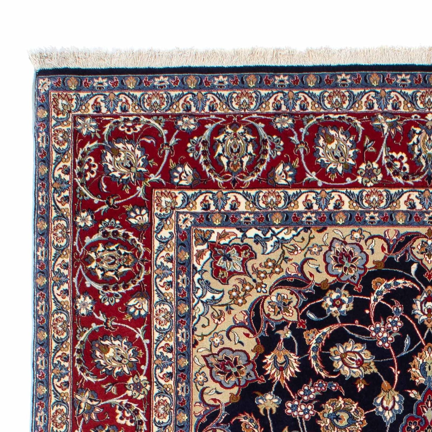 Persisk tæppe - Isfahan - Premium - 233 x 160 cm - mørkeblå