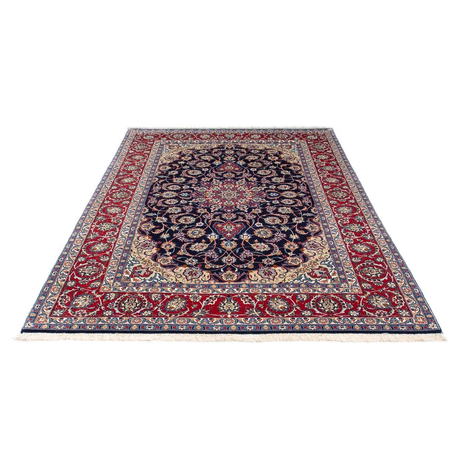 Persisk tæppe - Isfahan - Premium - 233 x 160 cm - mørkeblå