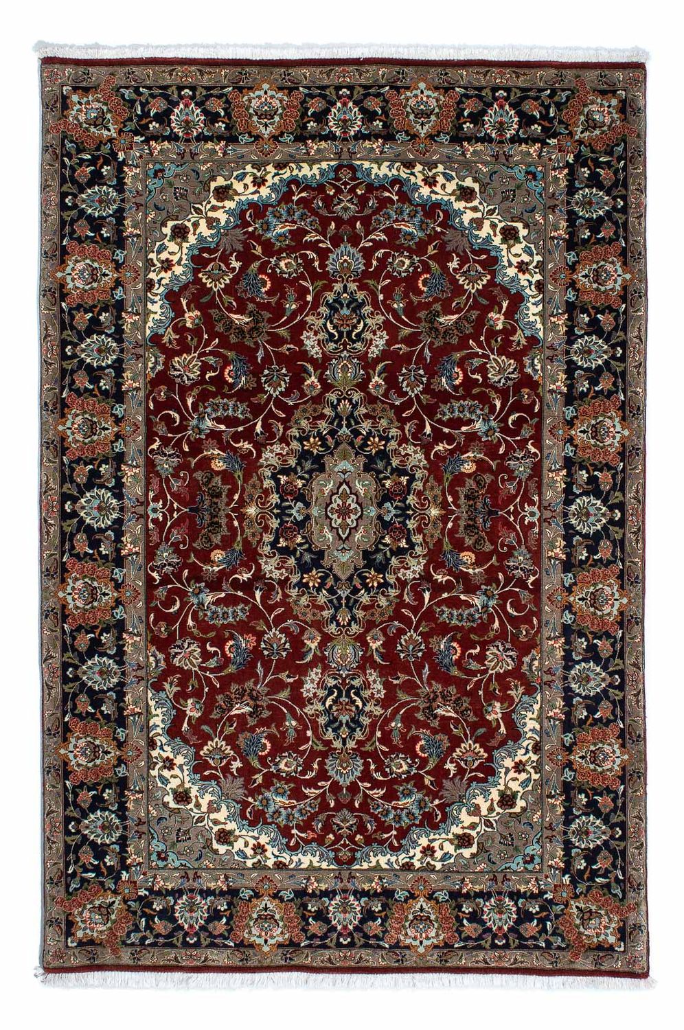 Persisk tæppe - Ghom - 204 x 138 cm - mørkerød