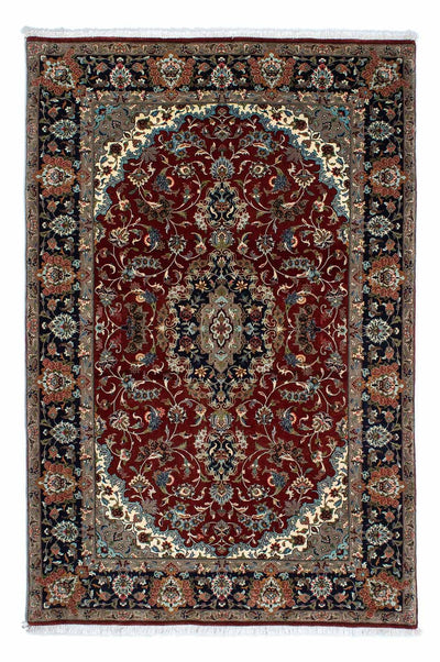 Qom Tæppe 138x204cm - Persisk tæppe - mørkerød