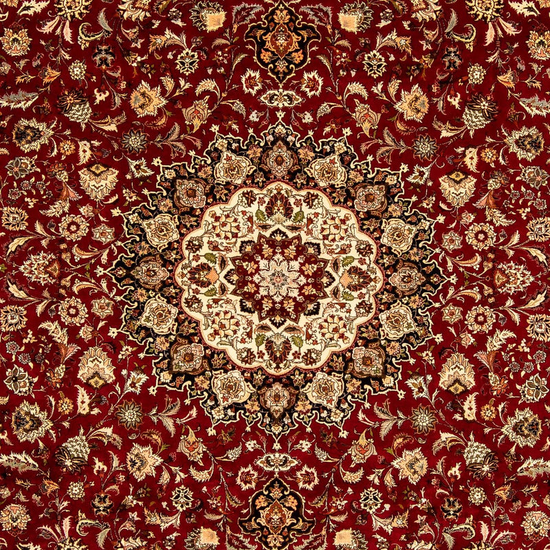 Persisk tæppe - Tabriz - Royal - 351 x 250 cm - mørkerød