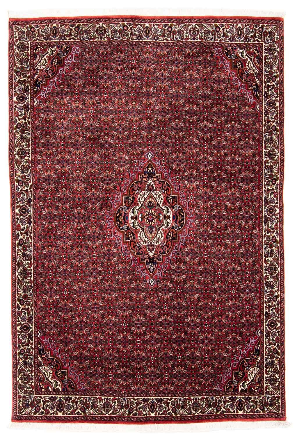 Persisk tæppe - Bijar - 241 x 172 cm - mørkerød