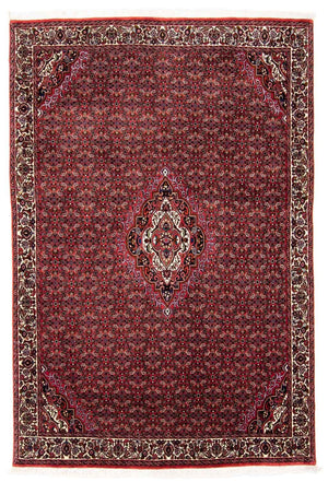 Persisk tæppe - Bijar - 241 x 172 cm - mørkerød