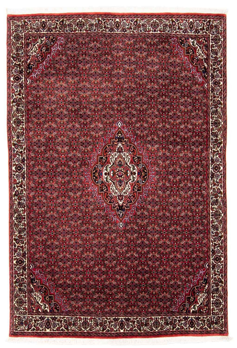 Persisk tæppe - Bijar - 241 x 172 cm - mørkerød