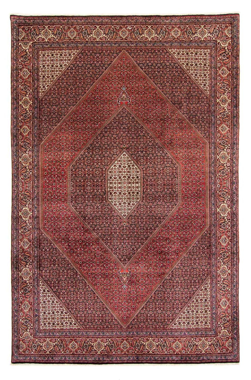 Persisk tæppe - Bijar - 382 x 249 cm - mørkerød
