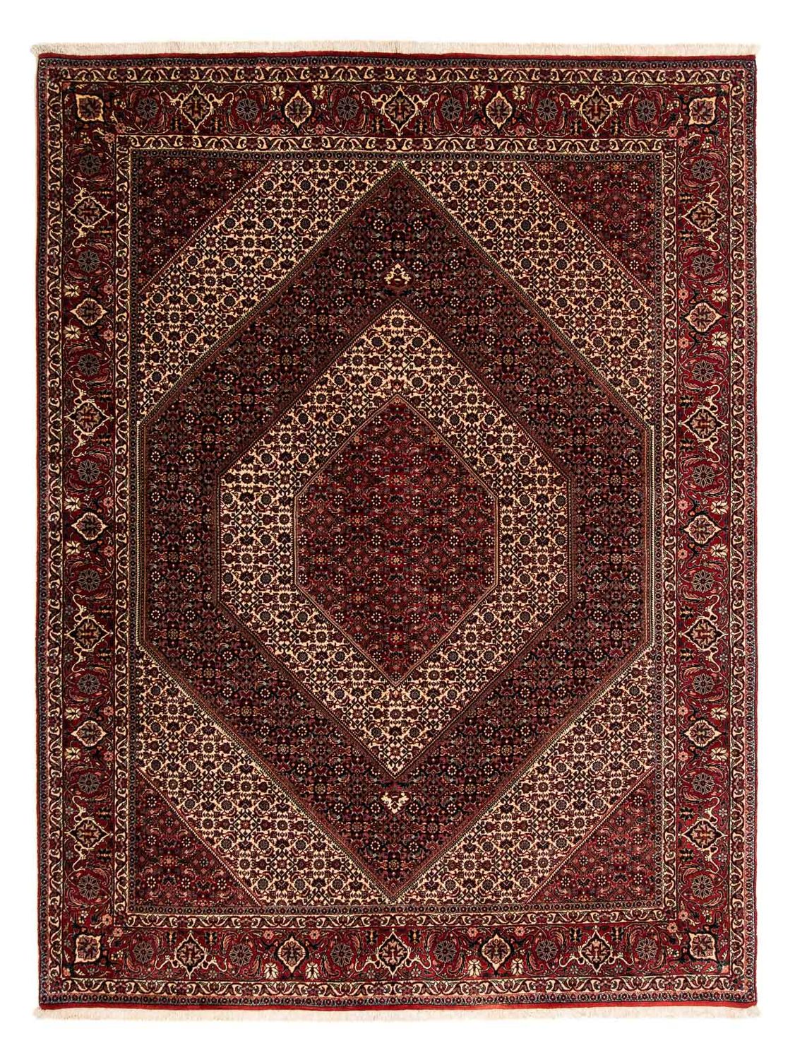 Persisk tæppe - Bijar - 262 x 203 cm - mørkerød