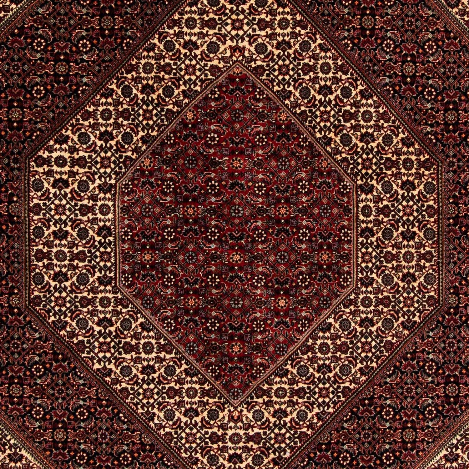 Persisk tæppe - Bijar - 262 x 203 cm - mørkerød