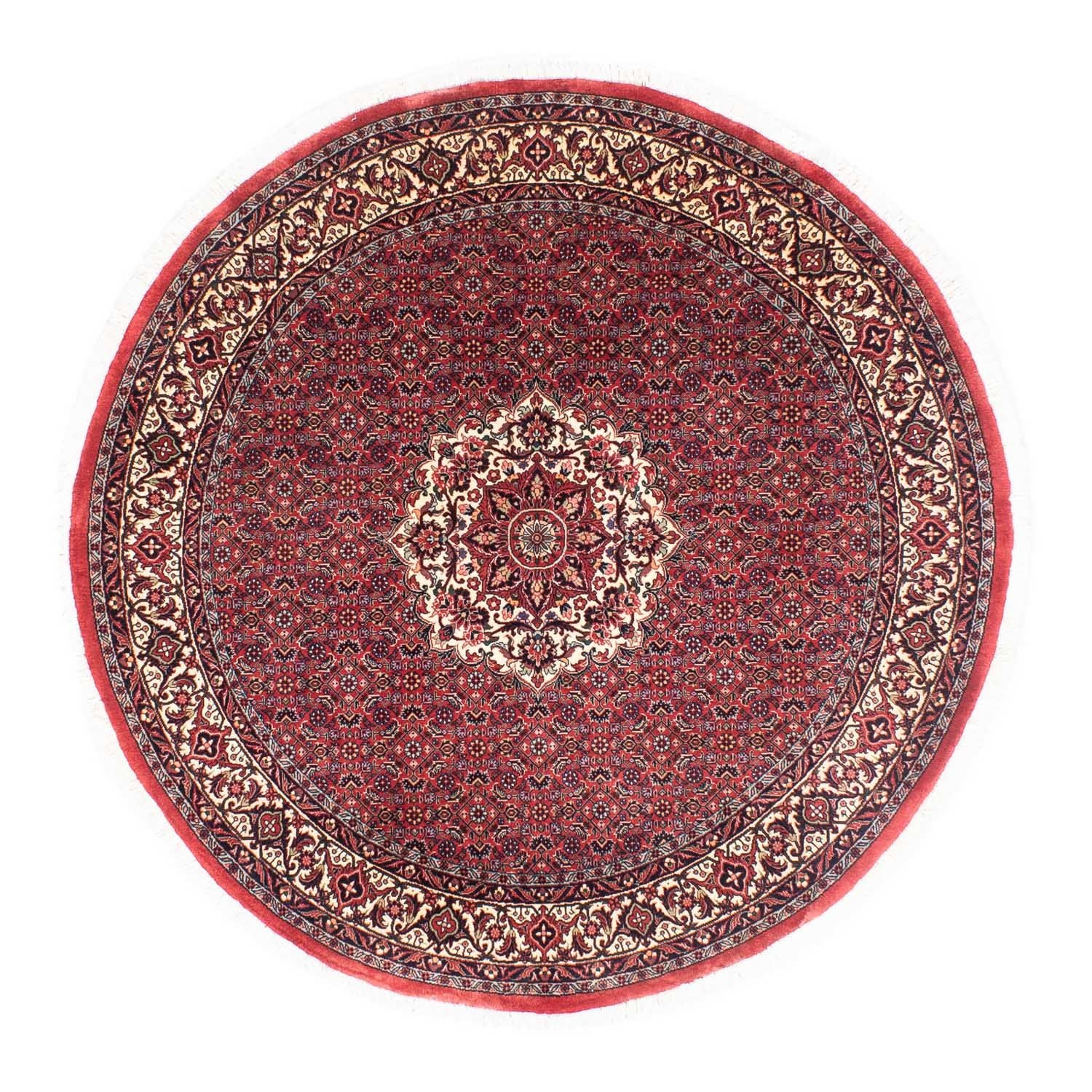 Persisk tæppe - Bijar rundt  - 155 x 155 cm - mørkerød