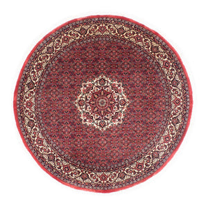 Persisk tæppe - Bijar rundt  - 155 x 155 cm - mørkerød