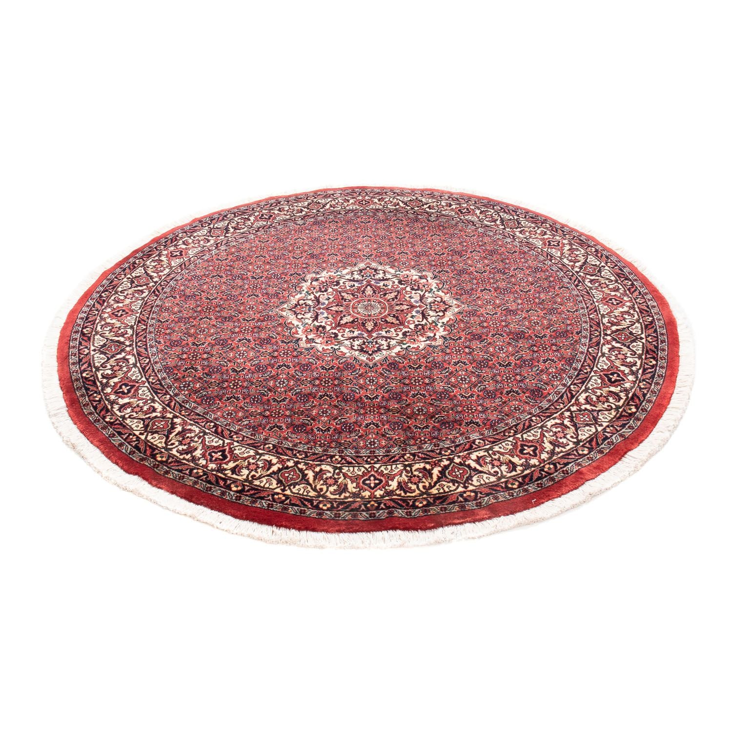 Persisk tæppe - Bijar rundt  - 155 x 155 cm - mørkerød