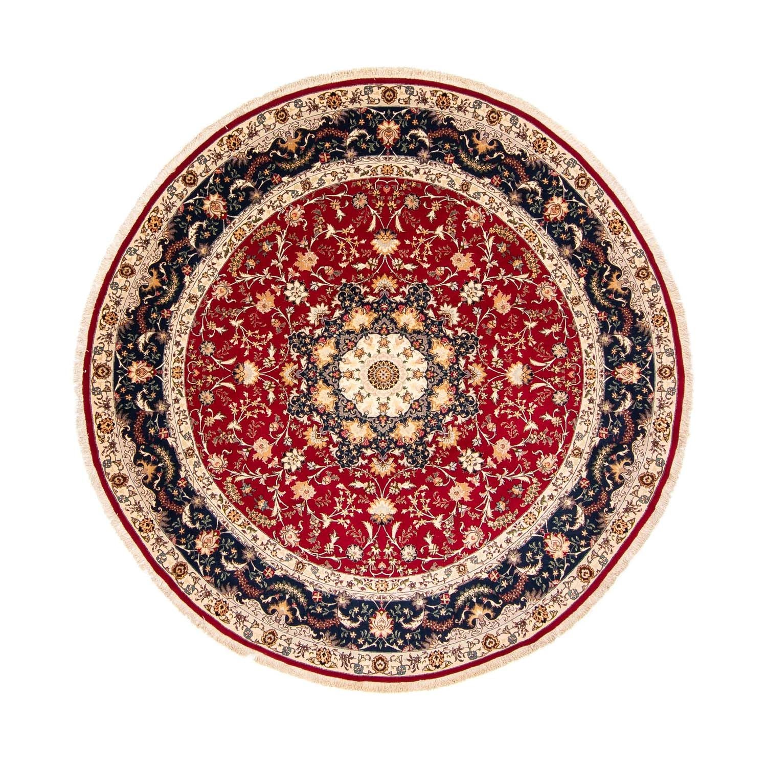 Persisk tæppe - Tabriz - Royal rundt  - 250 x 250 cm - mørkerød