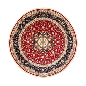 Persisk tæppe - Tabriz - Royal rundt  - 250 x 250 cm - mørkerød