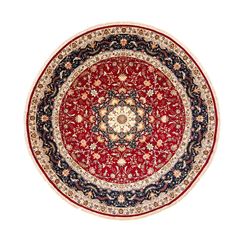 Persisk tæppe - Tabriz - Royal rundt  - 250 x 250 cm - mørkerød