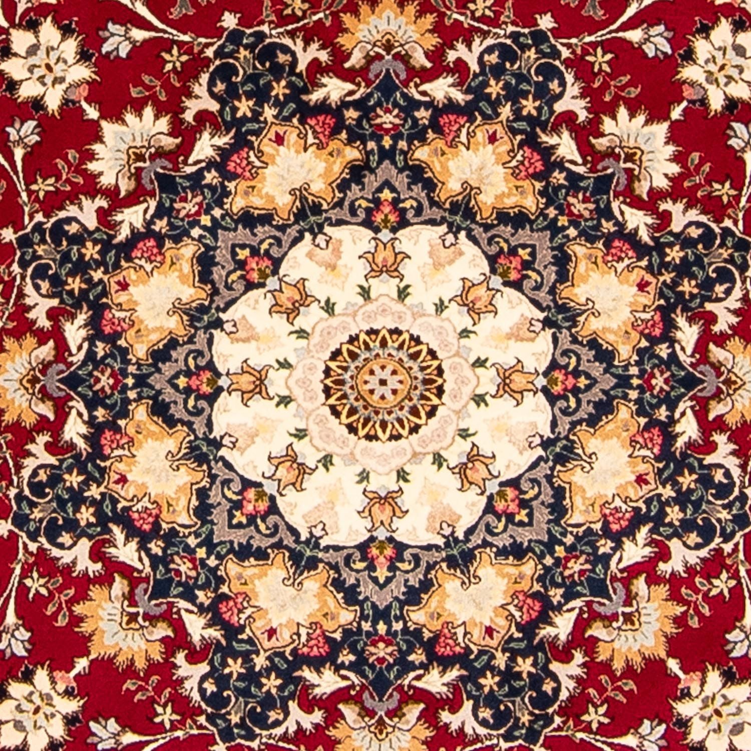 Persisk tæppe - Tabriz - Royal rundt  - 250 x 250 cm - mørkerød