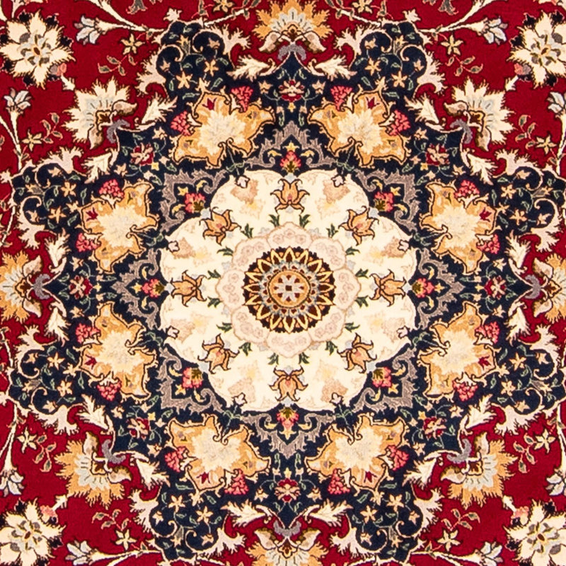 Persisk tæppe - Tabriz - Royal rundt  - 250 x 250 cm - mørkerød