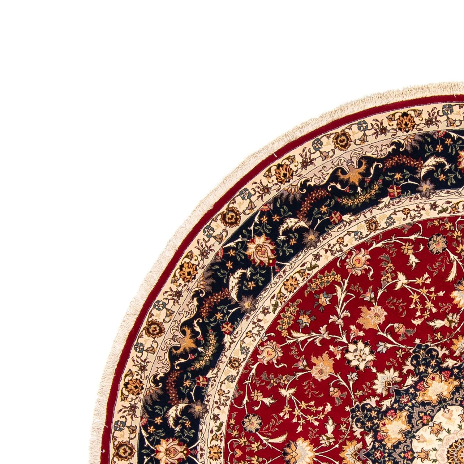 Persisk tæppe - Tabriz - Royal rundt  - 250 x 250 cm - mørkerød