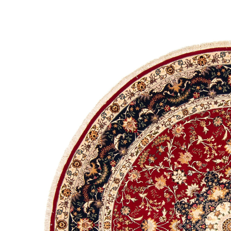 Persisk tæppe - Tabriz - Royal rundt  - 250 x 250 cm - mørkerød