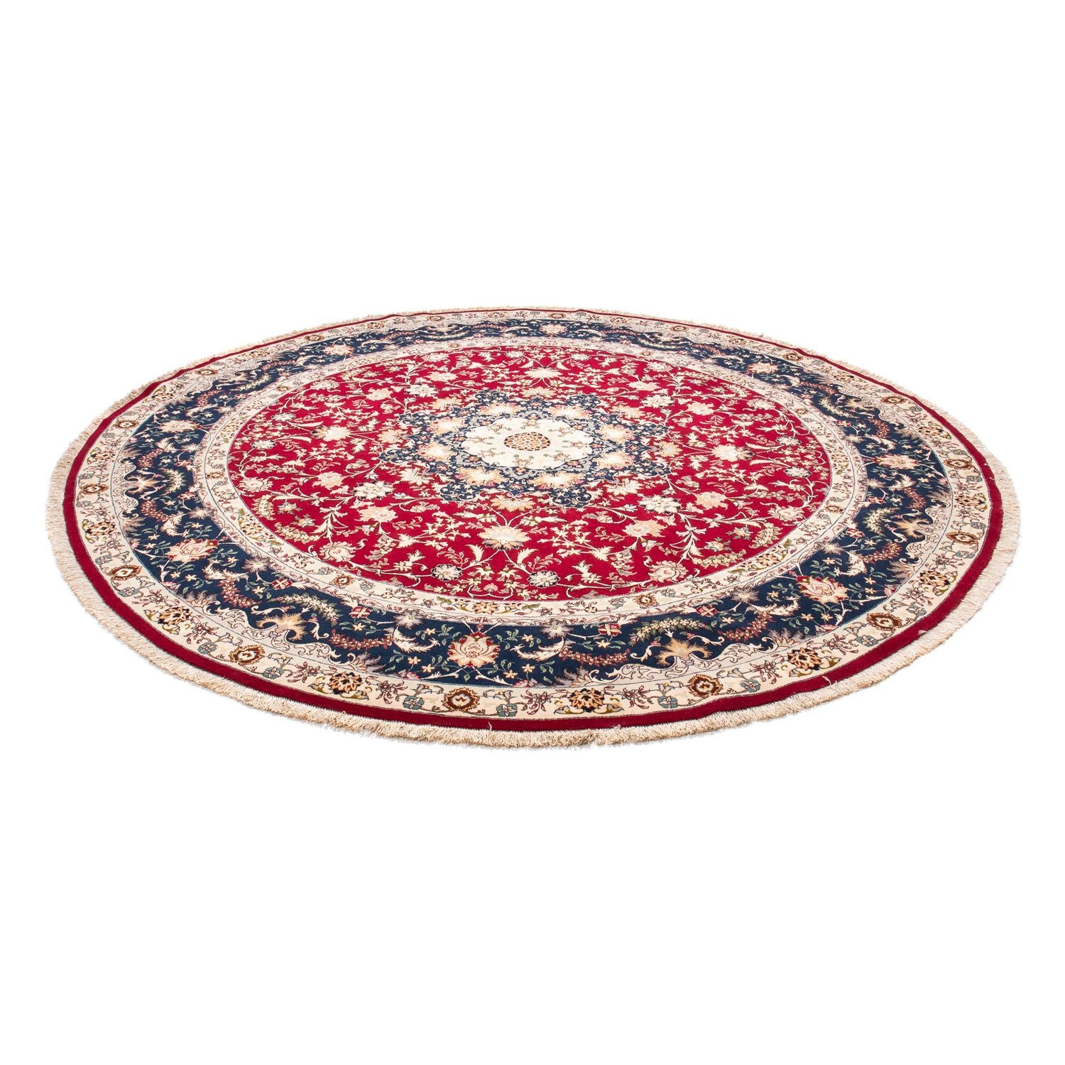 Persisk tæppe - Tabriz - Royal rundt  - 250 x 250 cm - mørkerød