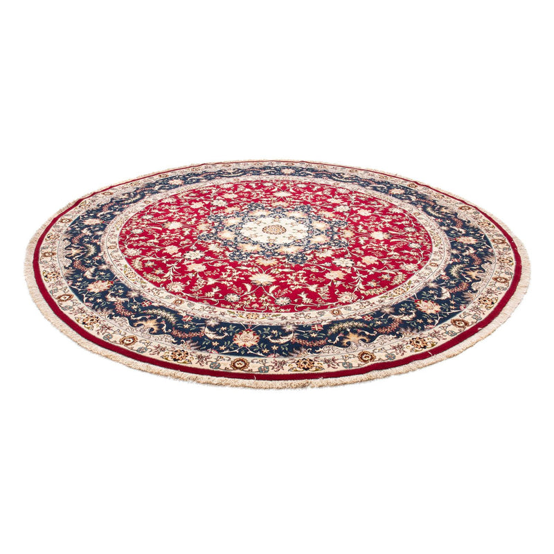 Persisk tæppe - Tabriz - Royal rundt  - 250 x 250 cm - mørkerød