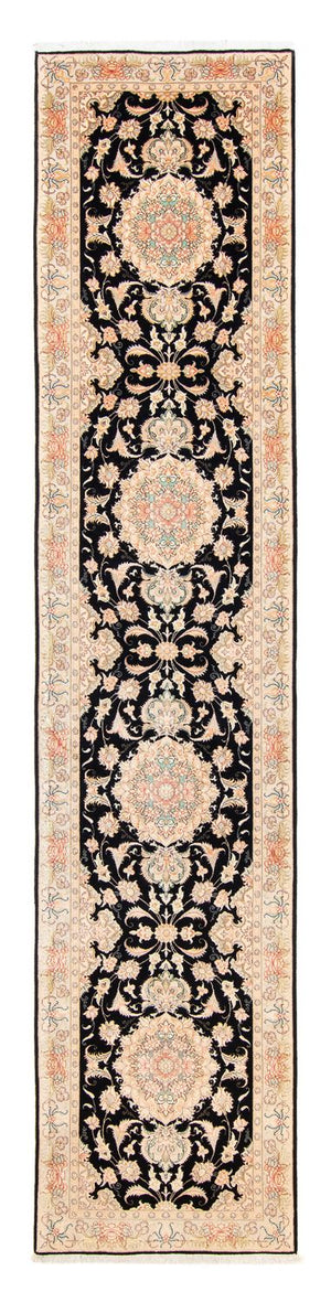 Løber Persisk tæppe - Tabriz - Royal - 419 x 87 cm - mørkeblå