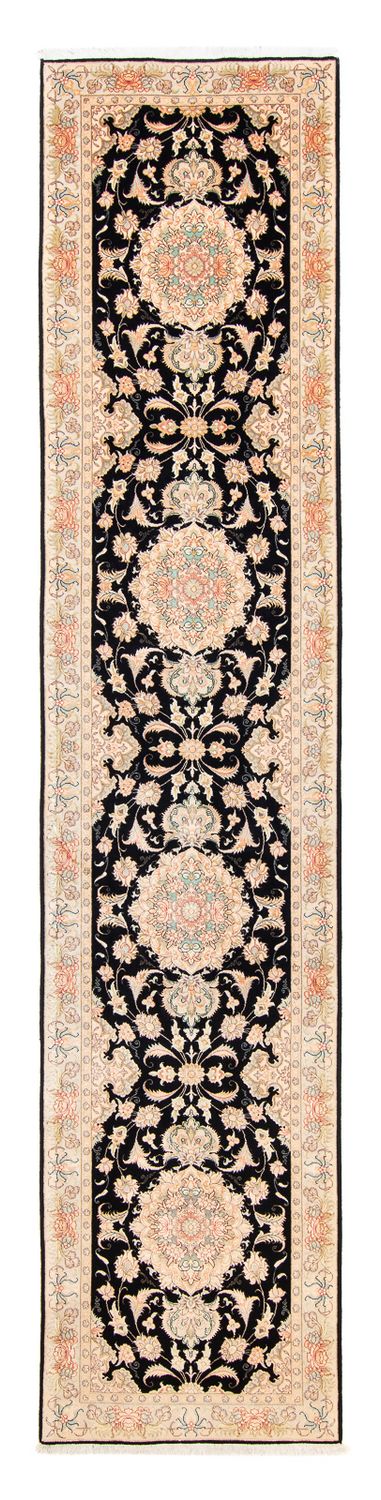 Løber Persisk tæppe - Tabriz - Royal - 419 x 87 cm - mørkeblå