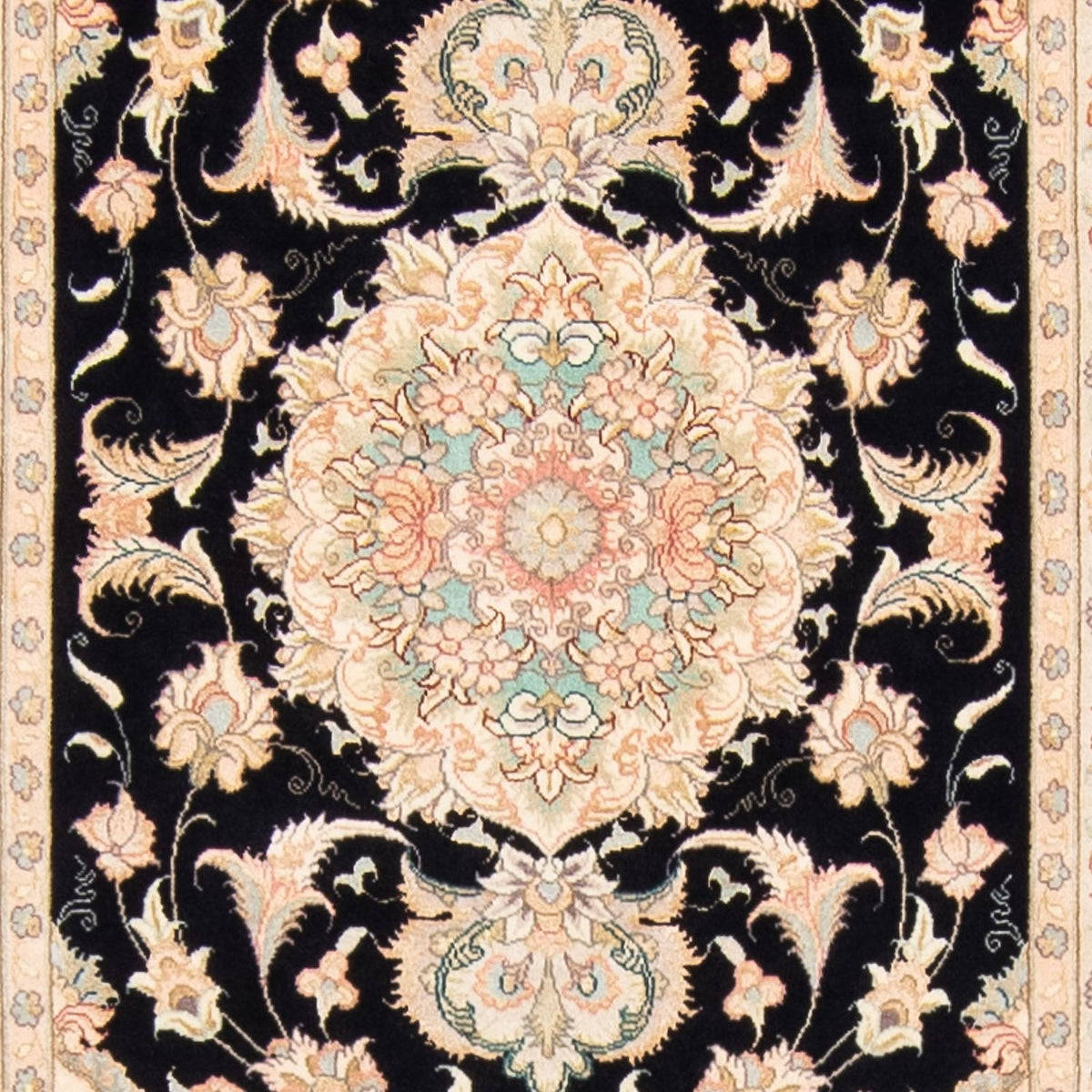 Løber Persisk tæppe - Tabriz - Royal - 419 x 87 cm - mørkeblå