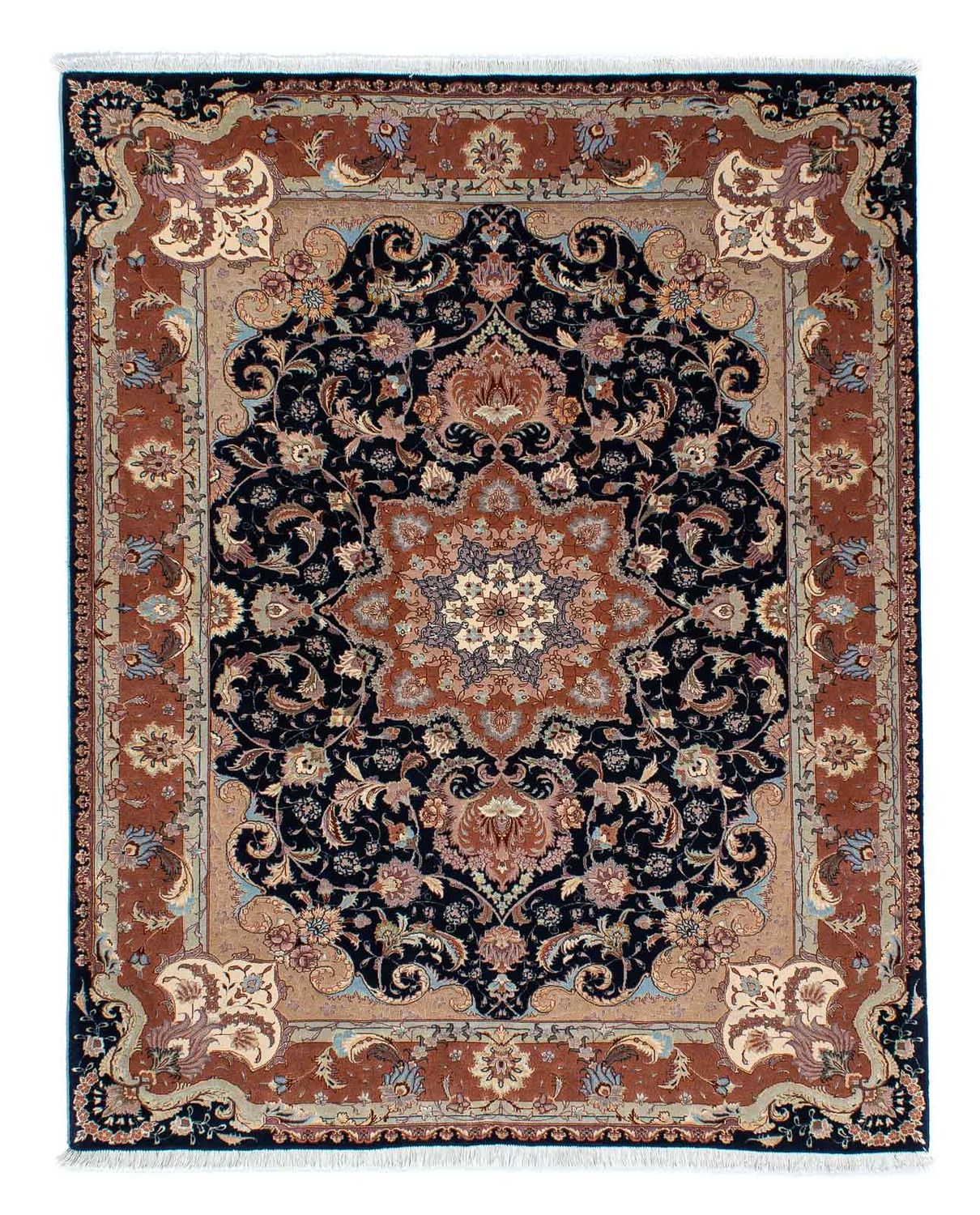 Persisk tæppe - Tabriz - Royal - 200 x 155 cm - mørkeblå
