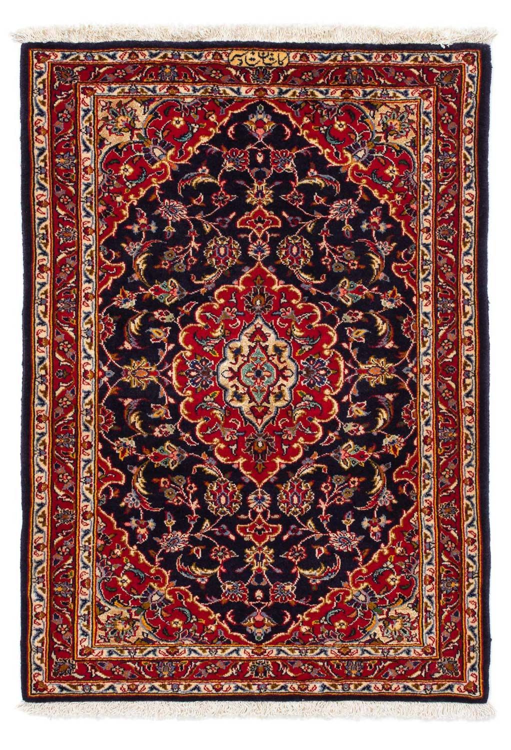 Persisk tæppe - Keshan - 116 x 78 cm - mørkeblå