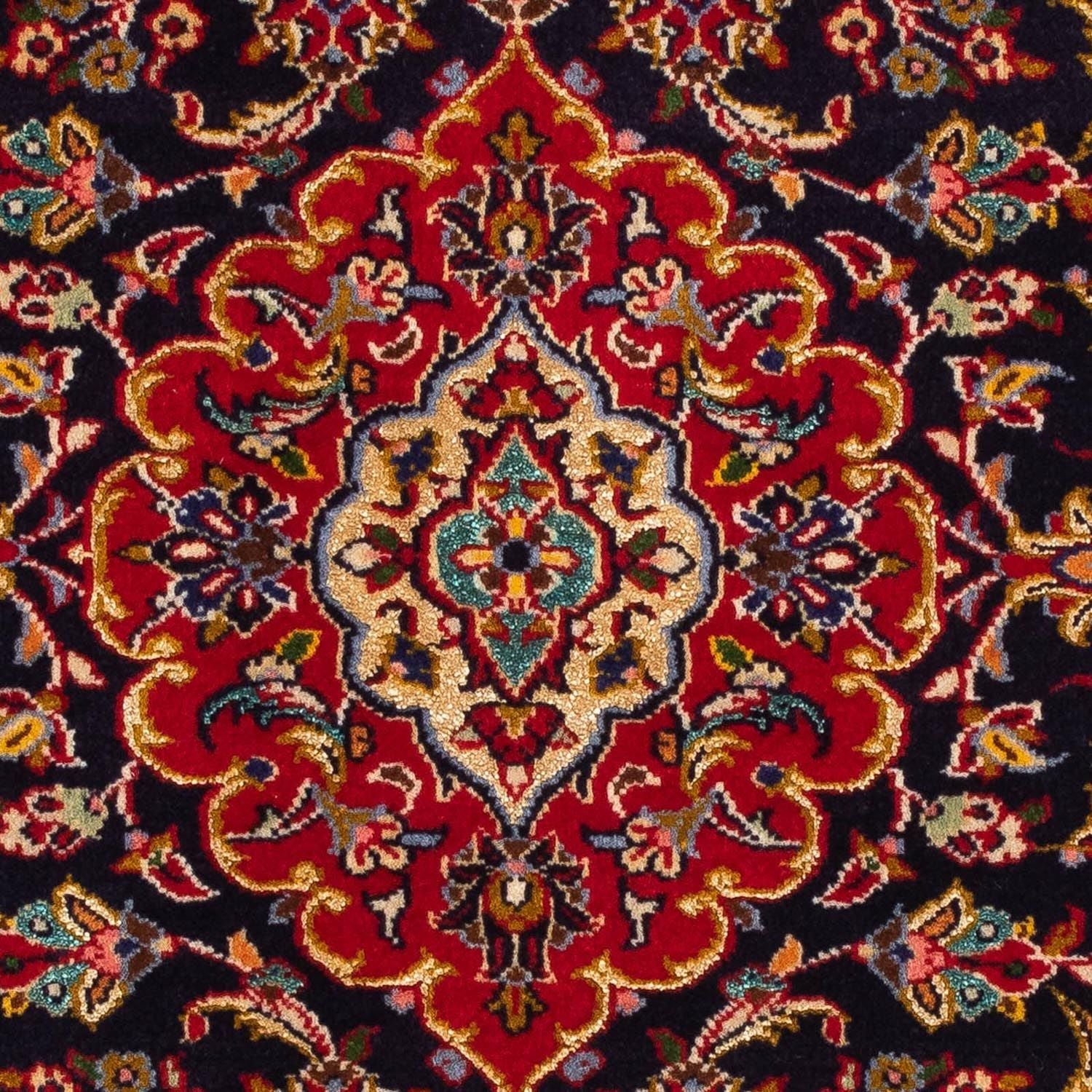 Persisk tæppe - Keshan - 118 x 77 cm - mørkeblå