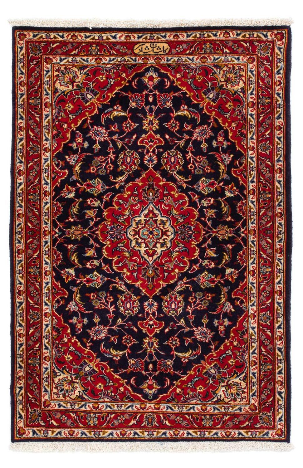 Persisk tæppe - Keshan - 121 x 79 cm - mørkeblå