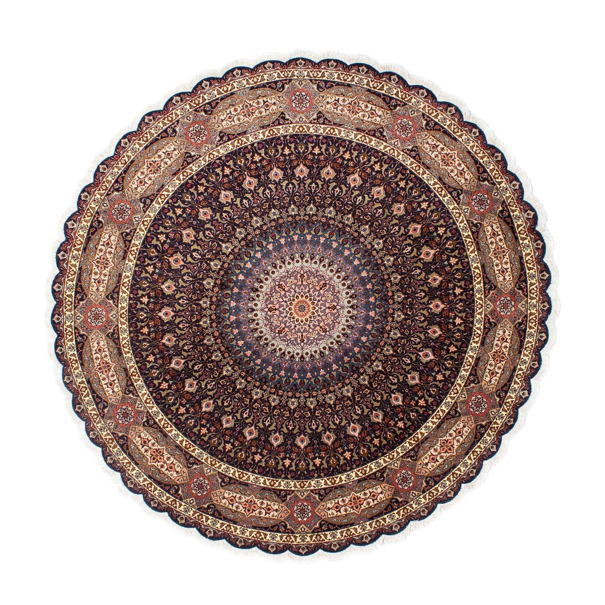 Persisk tæppe - Tabriz - Royal rundt  - 240 x 240 cm - mørkeblå