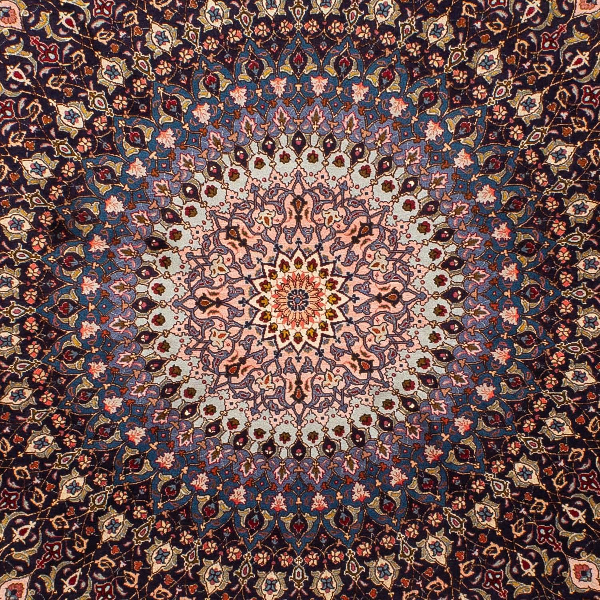 Persisk tæppe - Tabriz - Royal rundt  - 240 x 240 cm - mørkeblå