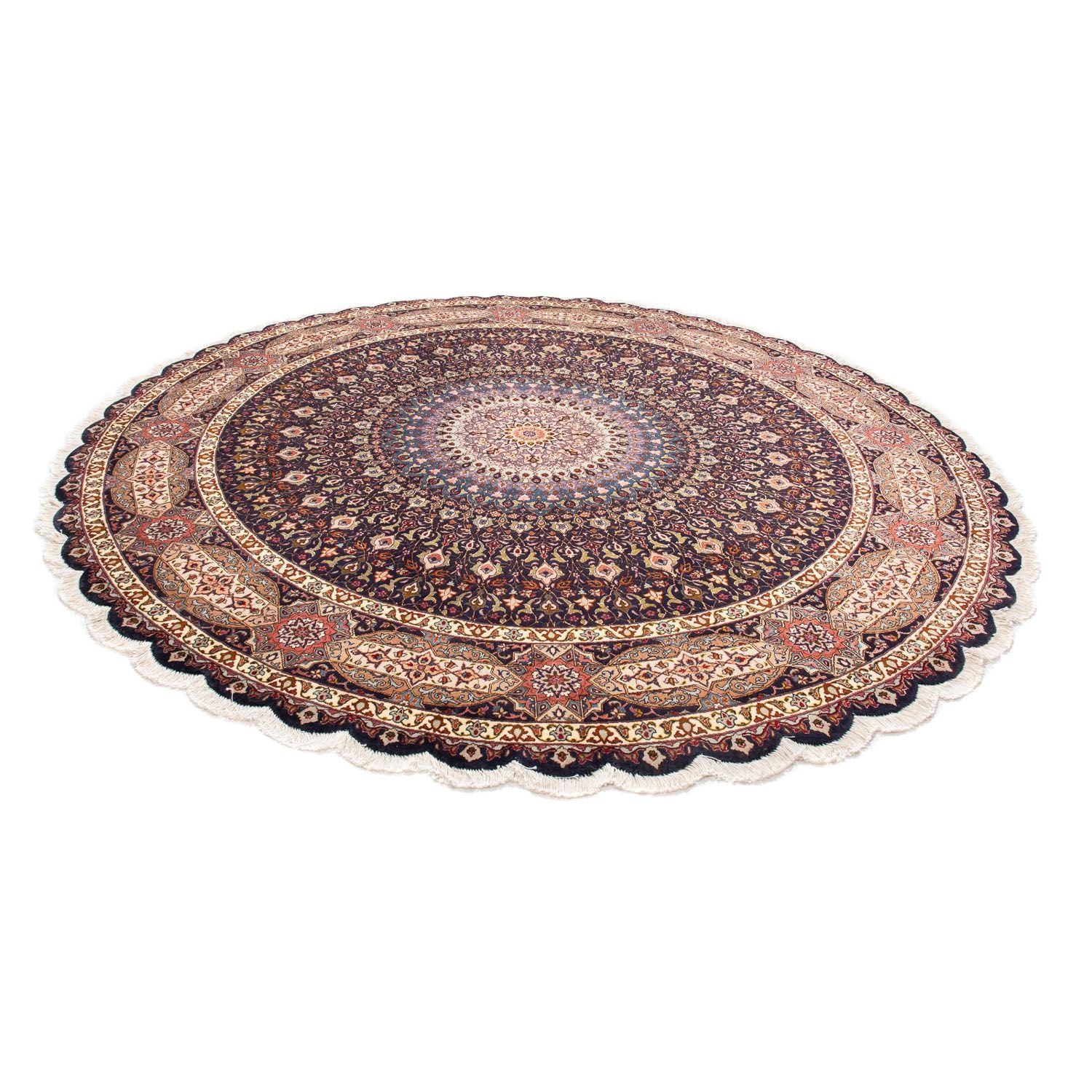 Persisk tæppe - Tabriz - Royal rundt  - 240 x 240 cm - mørkeblå