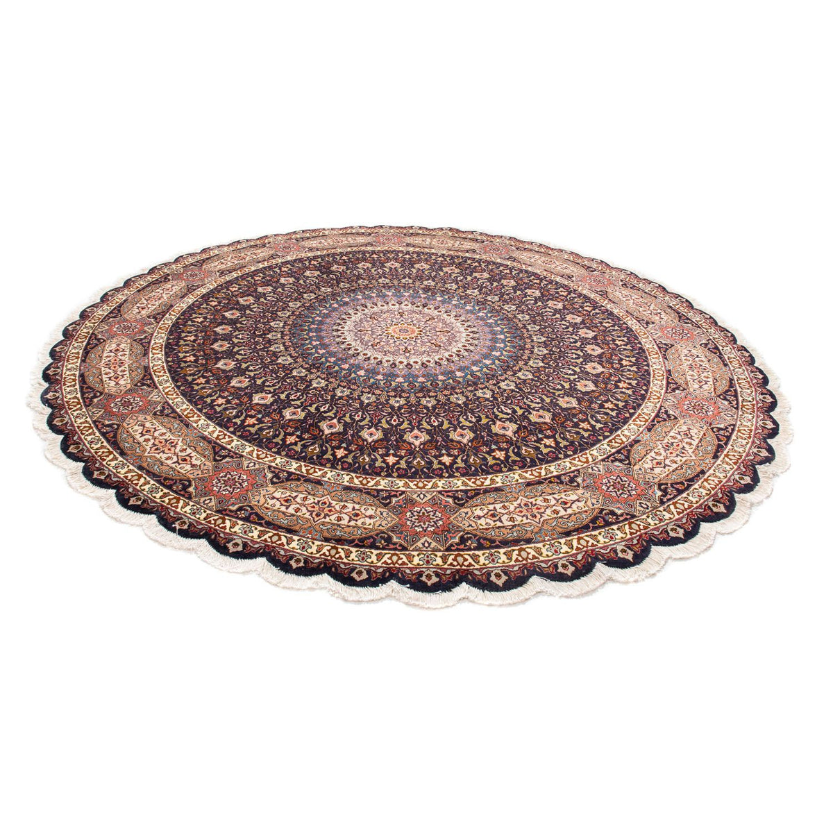 Persisk tæppe - Tabriz - Royal rundt  - 240 x 240 cm - mørkeblå