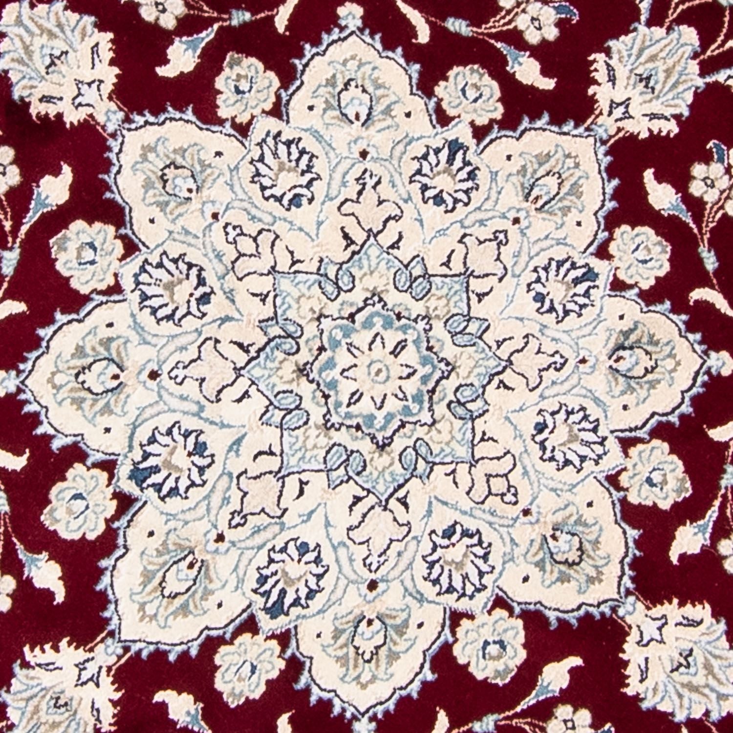 Persisk tæppe - Nain rundt  - 245 x 245 cm - mørkerød