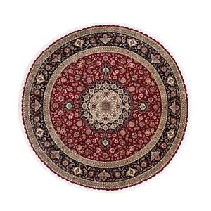 Persisk tæppe - Tabriz - Royal rundt  - 245 x 245 cm - mørkerød