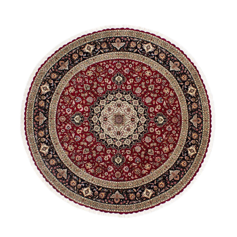 Persisk tæppe - Tabriz - Royal rundt  - 245 x 245 cm - mørkerød