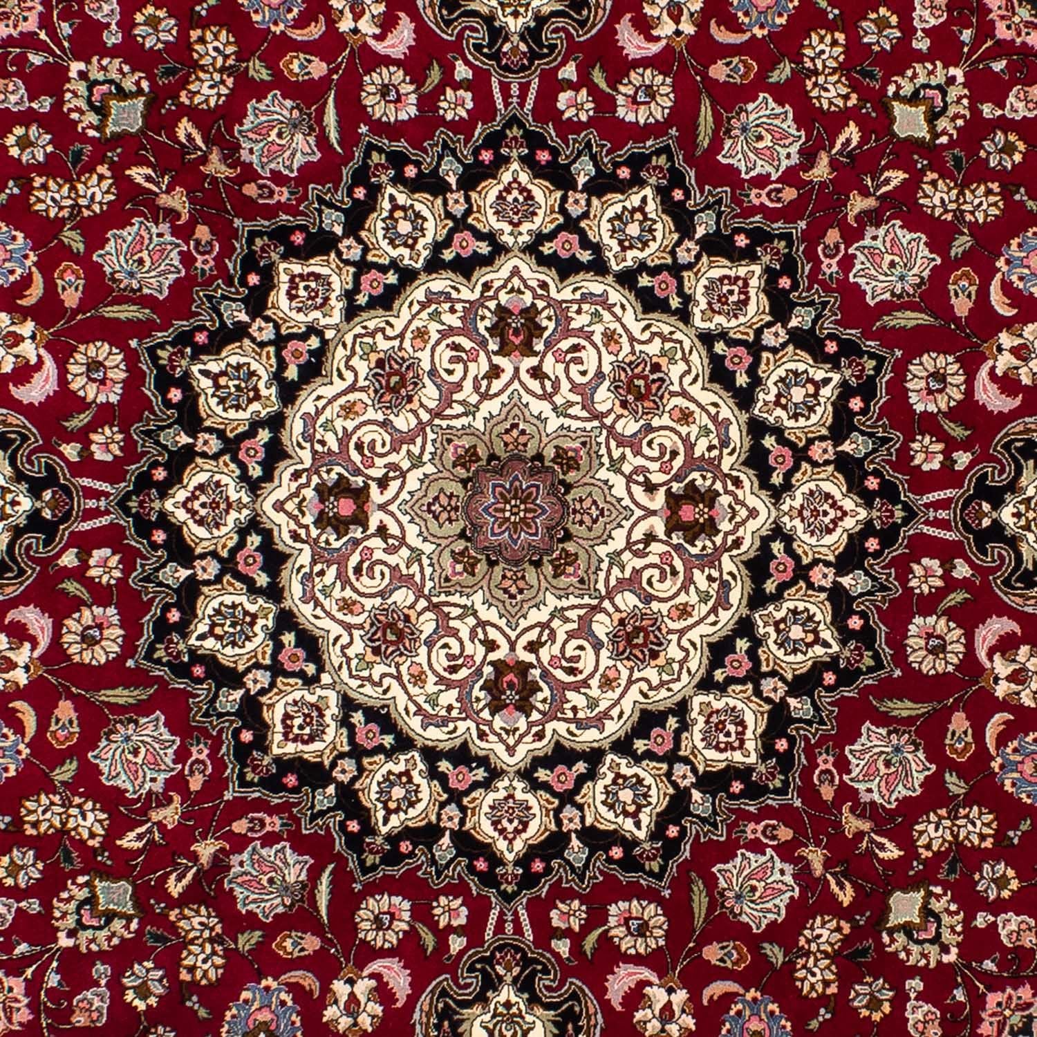 Persisk tæppe - Tabriz - Royal rundt  - 245 x 245 cm - mørkerød