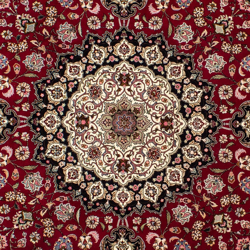 Persisk tæppe - Tabriz - Royal rundt  - 245 x 245 cm - mørkerød