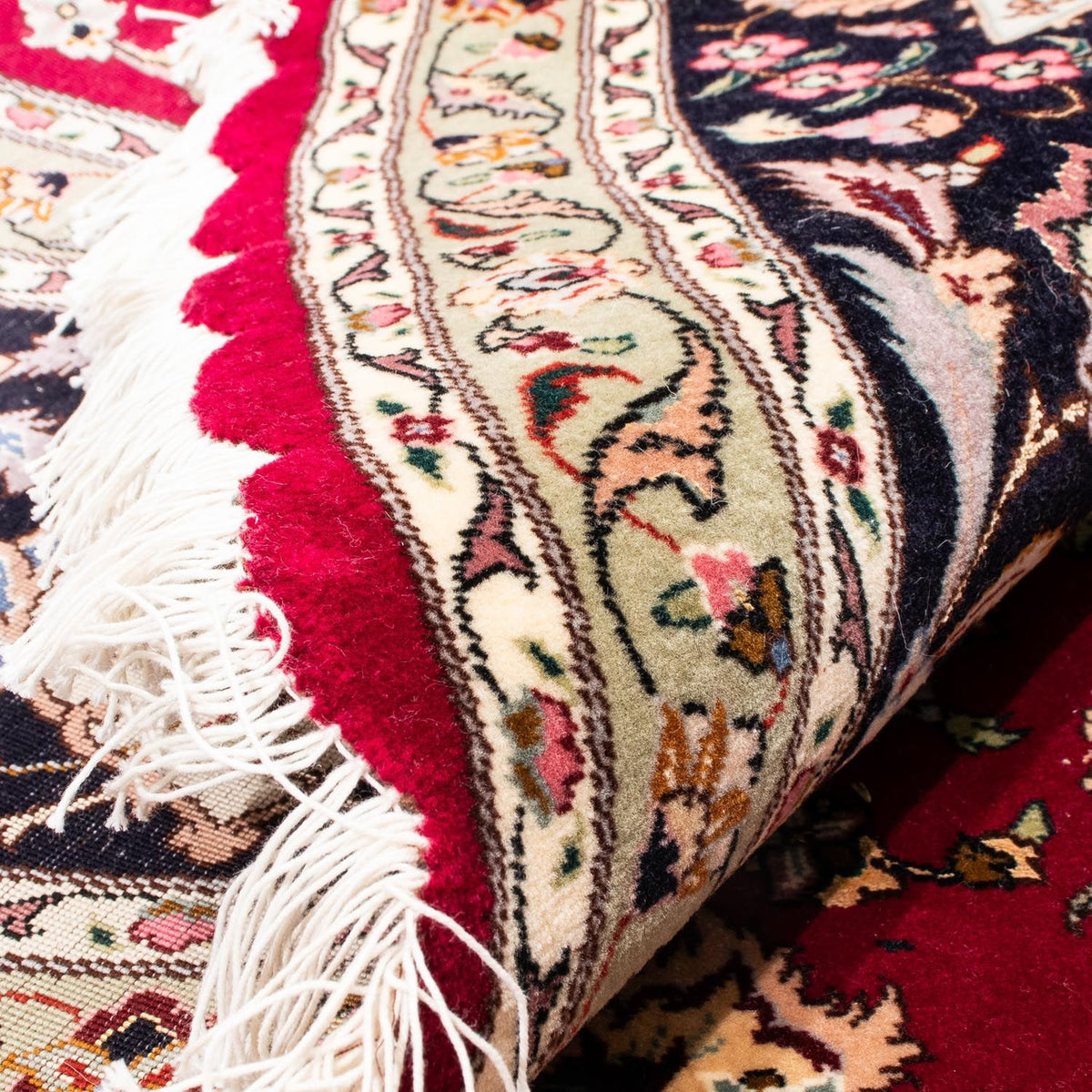 Persisk tæppe - Tabriz - Royal rundt  - 245 x 245 cm - mørkerød