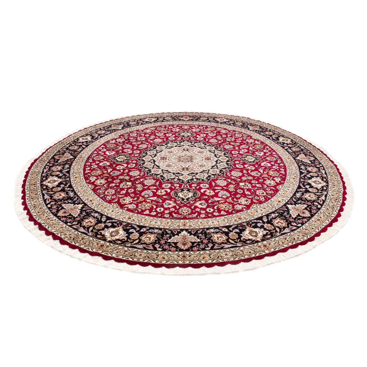 Persisk tæppe - Tabriz - Royal rundt  - 245 x 245 cm - mørkerød