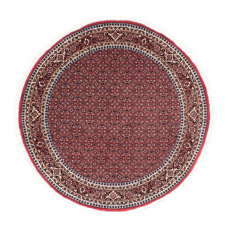 Persisk tæppe - Bijar rundt  - 155 x 155 cm - mørkerød