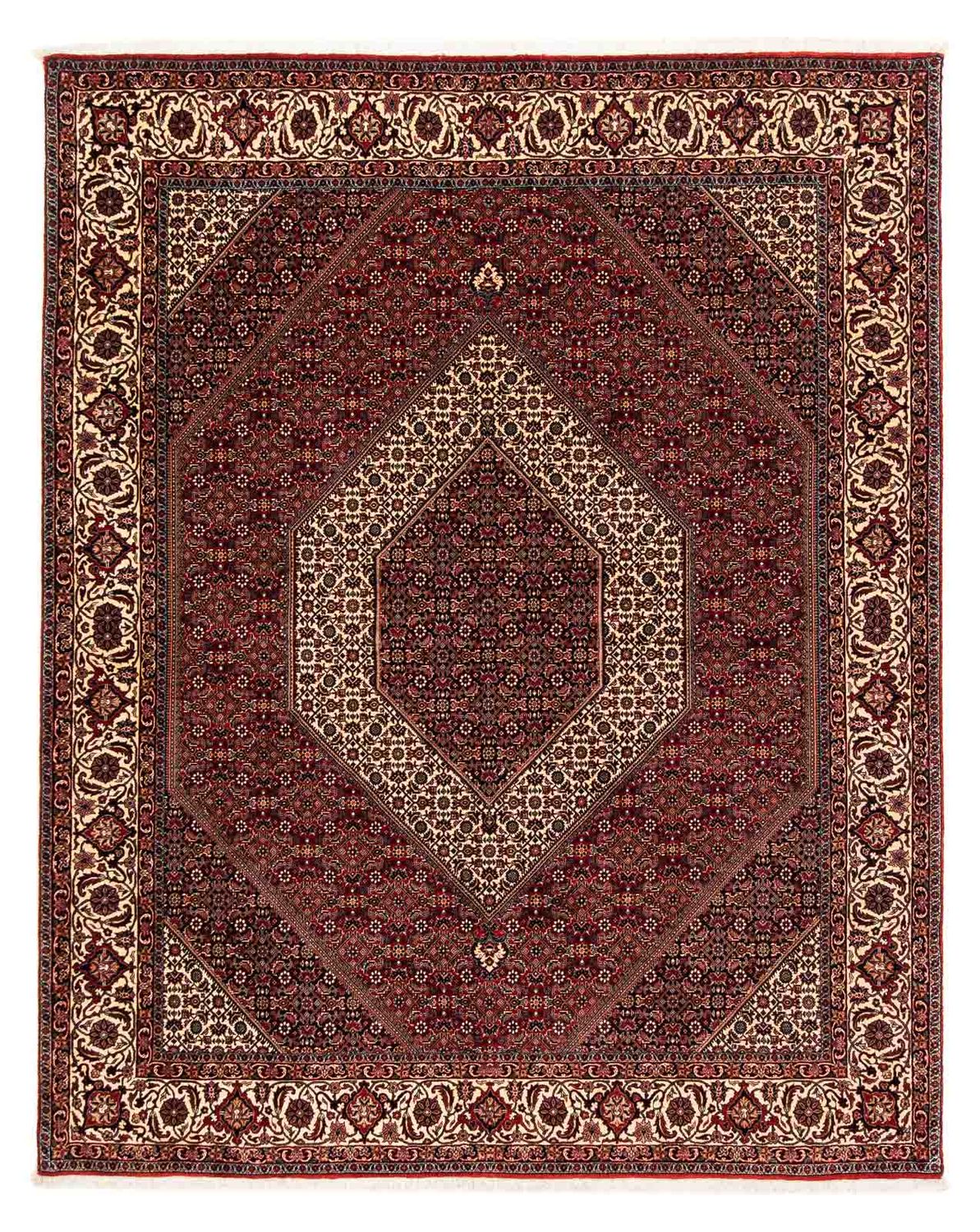 Persisk tæppe - Bijar - 254 x 205 cm - mørkerød