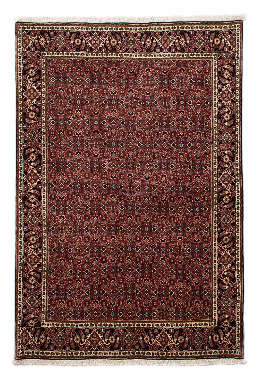 Persisk tæppe - Bijar - 246 x 172 cm - mørkerød