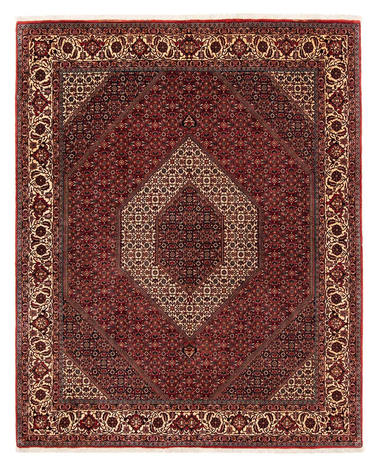 Persisk tæppe - Bijar - 254 x 204 cm - mørkerød