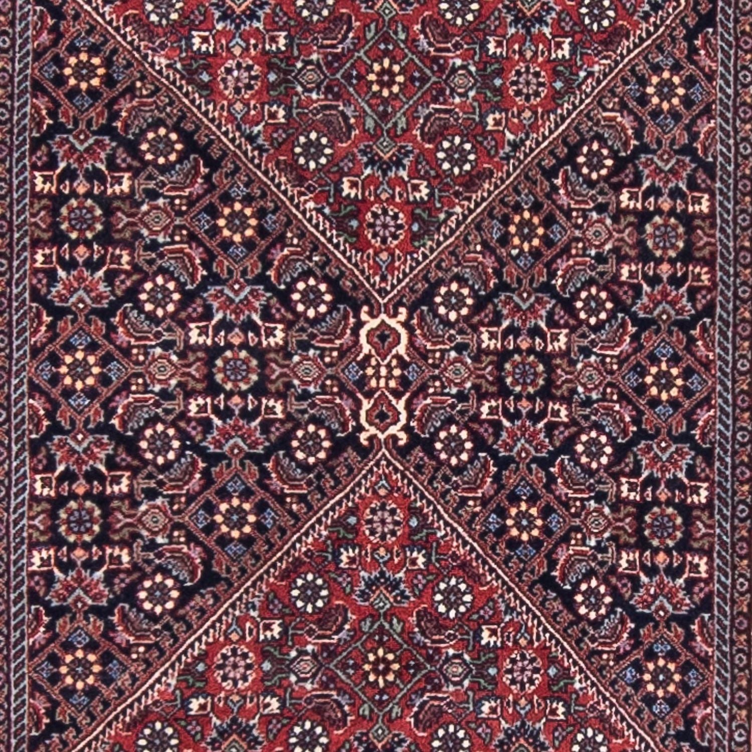 Løber Persisk tæppe - Bijar - 380 x 75 cm - mørkerød