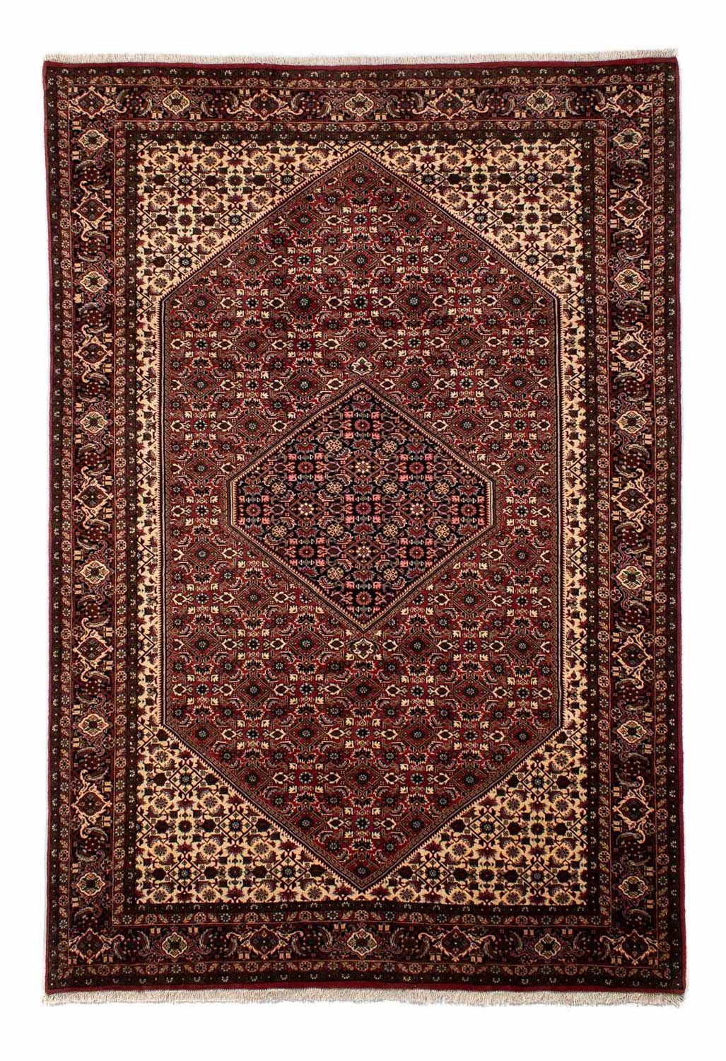 Persisk tæppe - Bijar - 297 x 202 cm - mørkerød