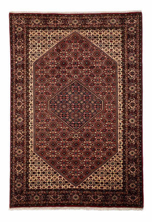 Persisk tæppe - Bijar - 297 x 202 cm - mørkerød